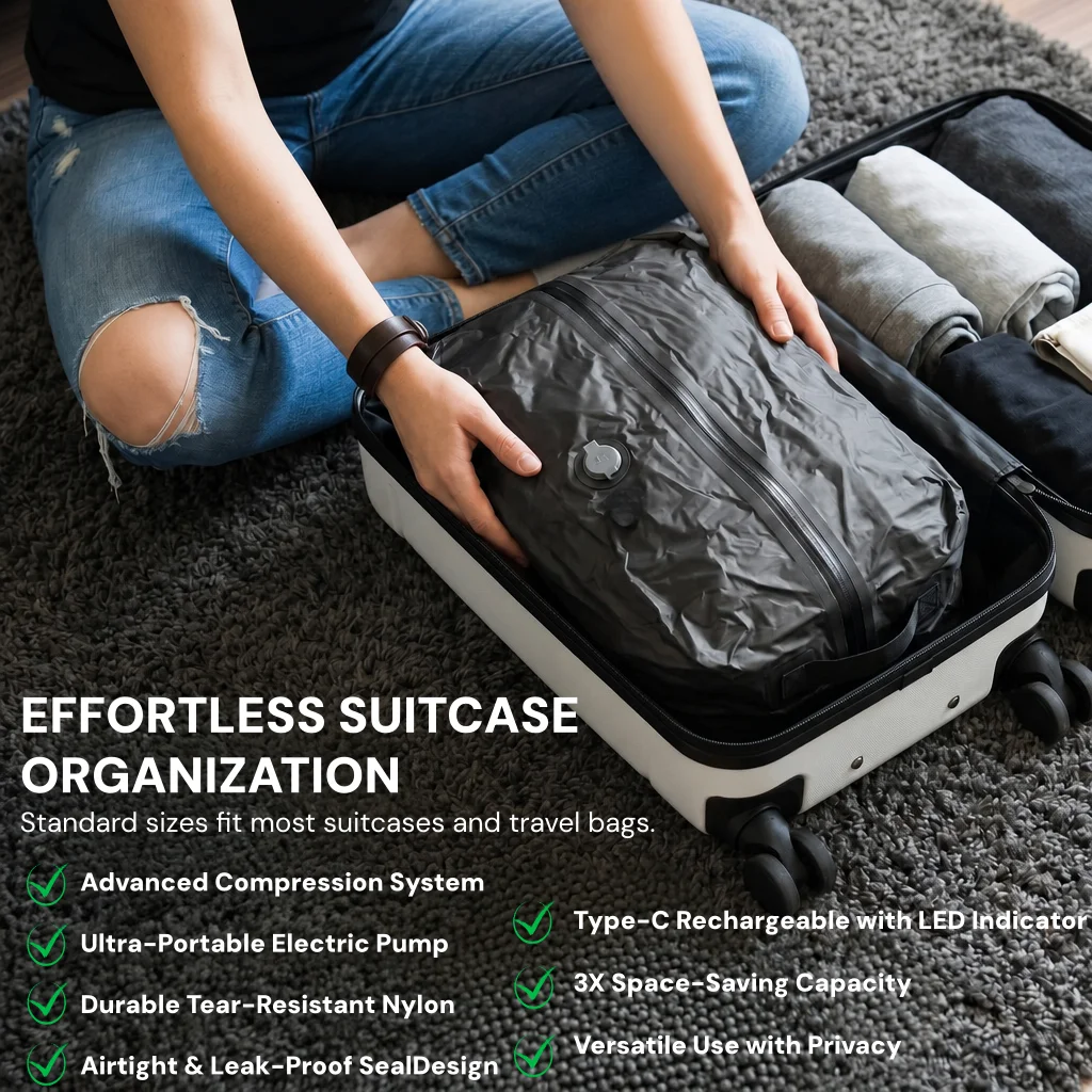 Kantong Penyimpanan Vakum Komp - Travel Accessories Organizer Bag ulasan dan harga