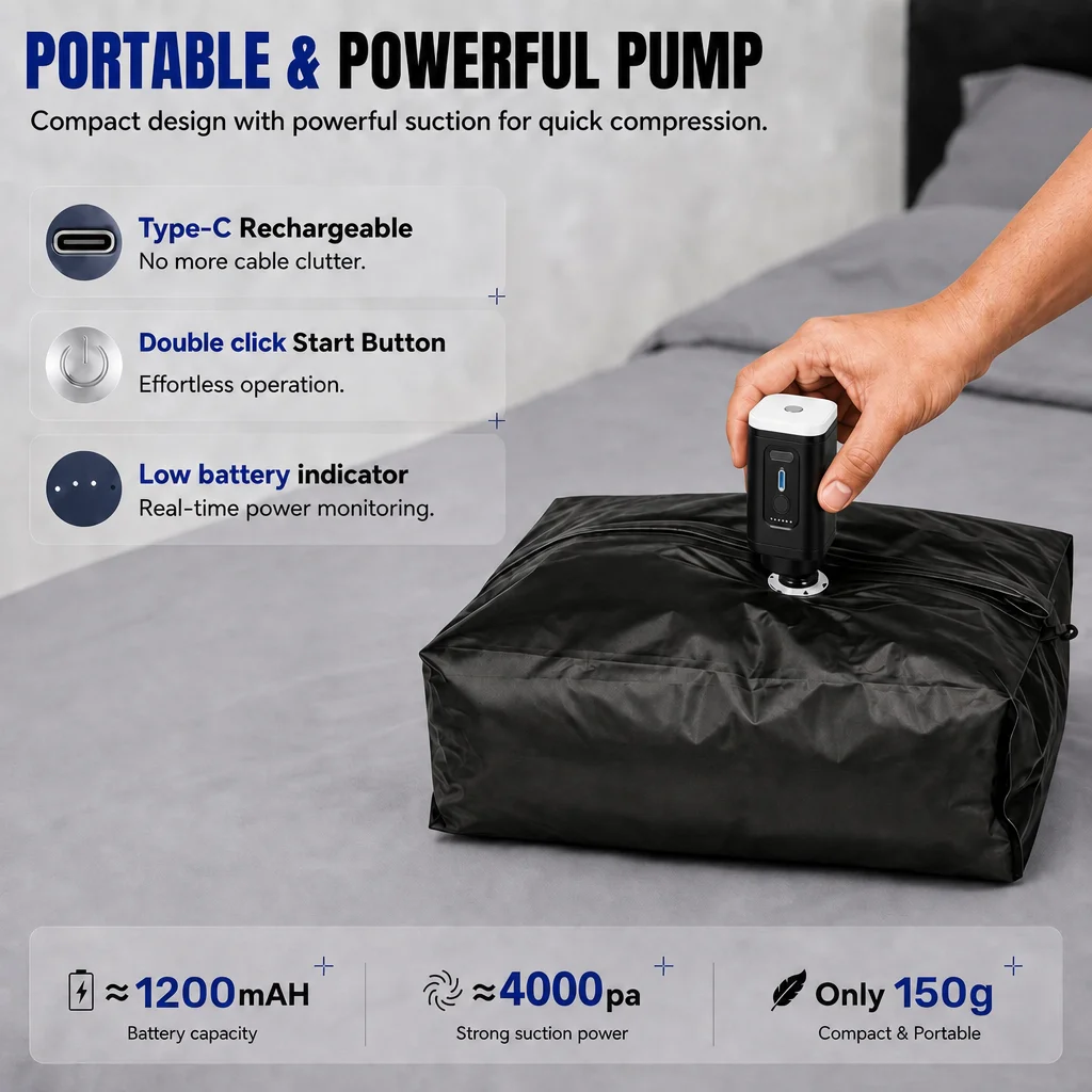 Kantong Penyimpanan Vakum Komp - Travel Accessories Organizer Bag ulasan dan harga